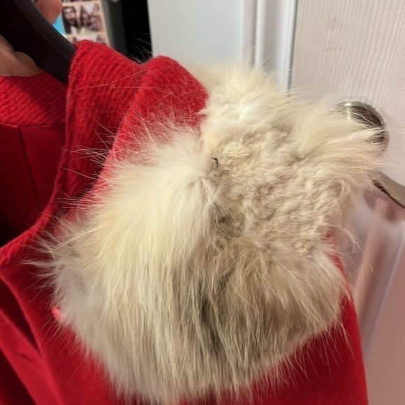 Vintage Red Wool Coat with Fur Size M/L - Picture 12 of 16